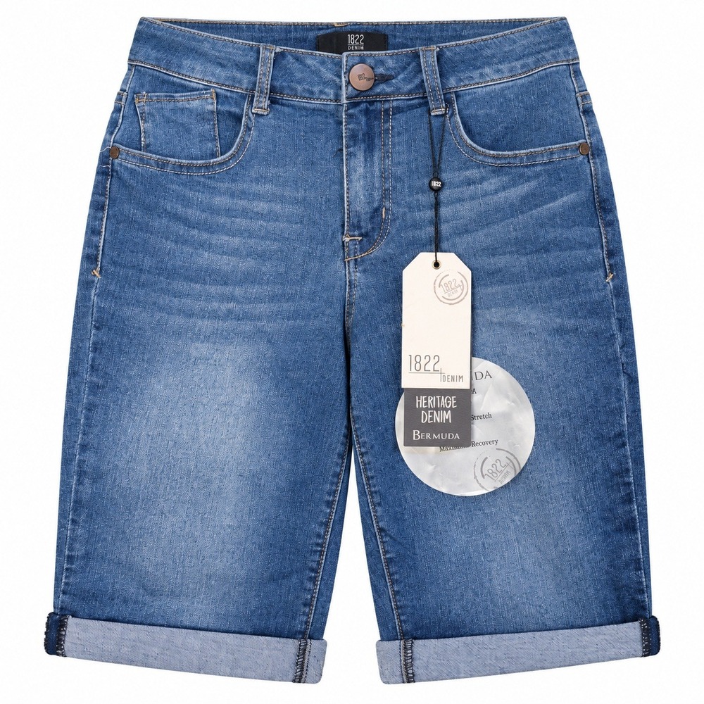 1822 Denim Bermuda Shorts Womens Size 6 Blue NWT Heritage Stretch Cuffed Classic